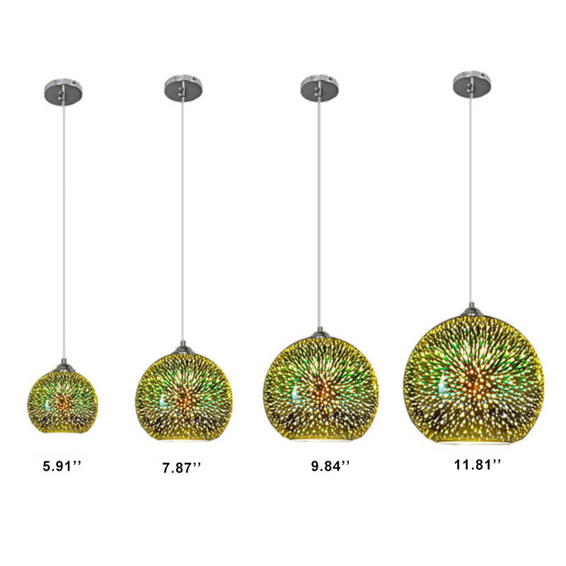3D Firework Glass Dome Pendant Light - Colorful Modern Ceiling Fixture