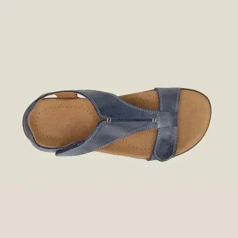Orthopedic Leather T-Strap Sandals with EVA Sole