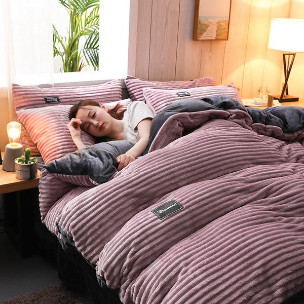 Plush Corduroy Velvet Winter Bedding Set