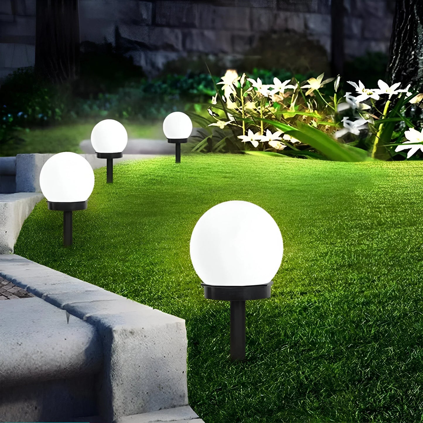 Set of 3 Solar-Powered Waterproof Garden Path Lights