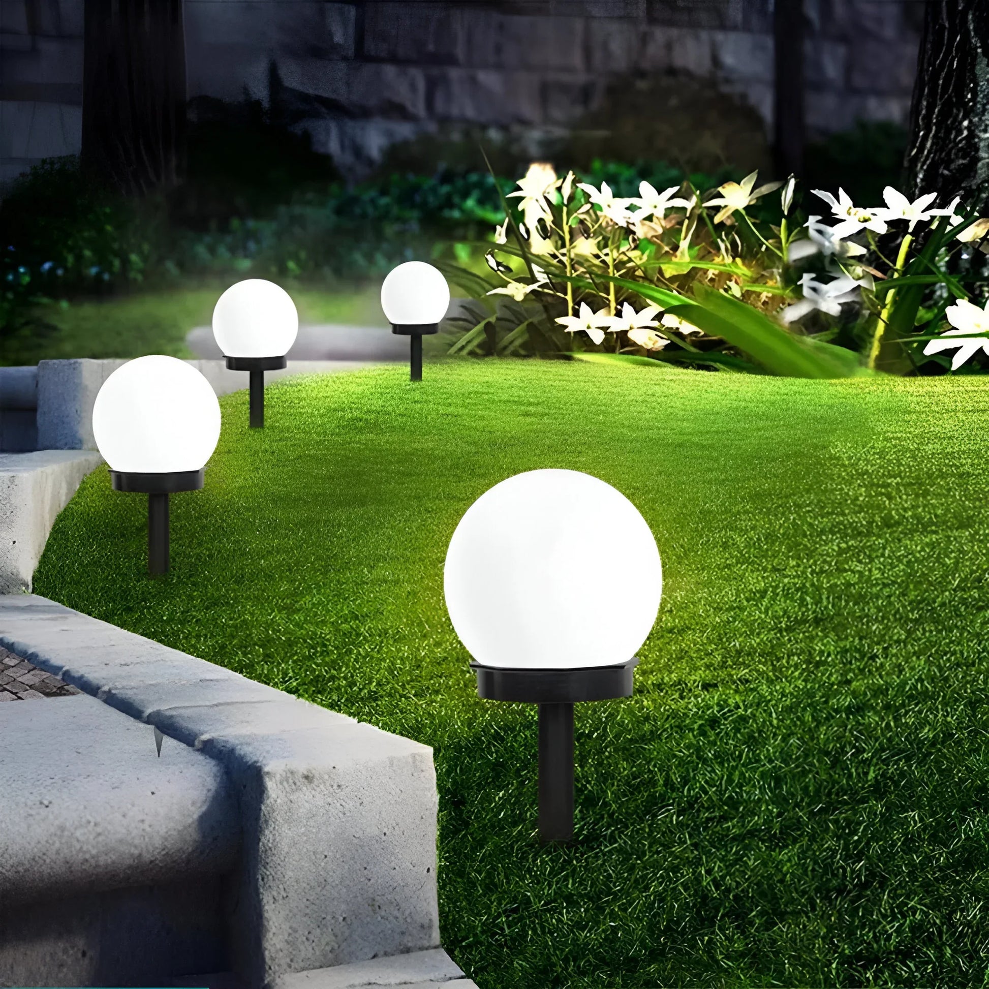 Set of 3 Solar-Powered Waterproof Garden Path Lights