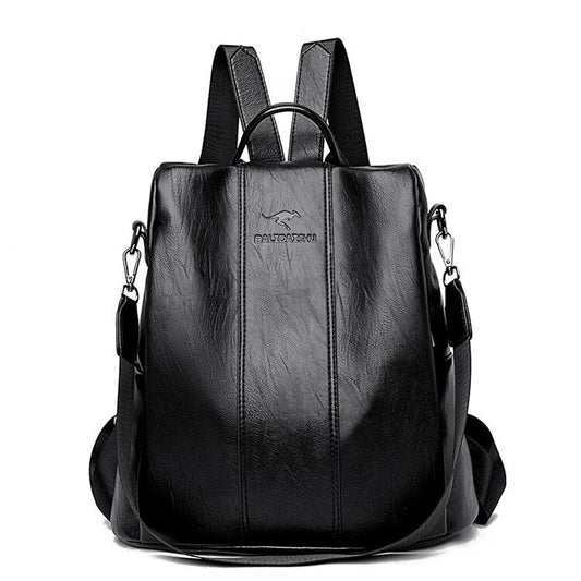 Vintage-Style Women's Anti-Theft Leather Backpack