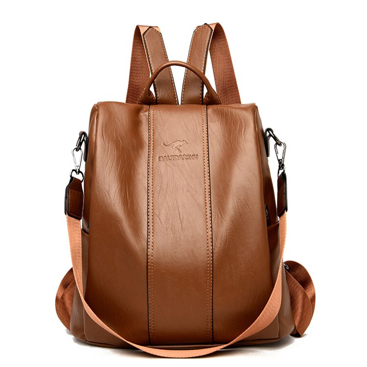 Vintage-Style Women's Anti-Theft Leather Backpack