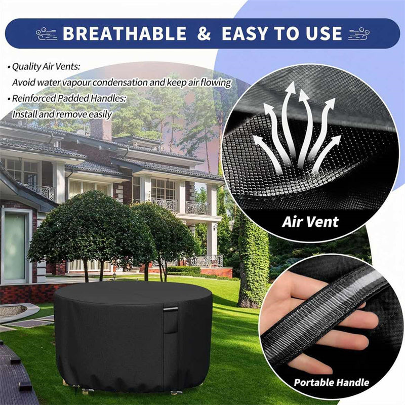 Round Waterproof Outdoor Furniture Cover, Heavy-Duty & UV-Resistant