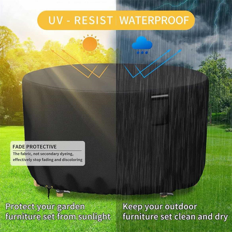 Round Waterproof Outdoor Furniture Cover, Heavy-Duty & UV-Resistant