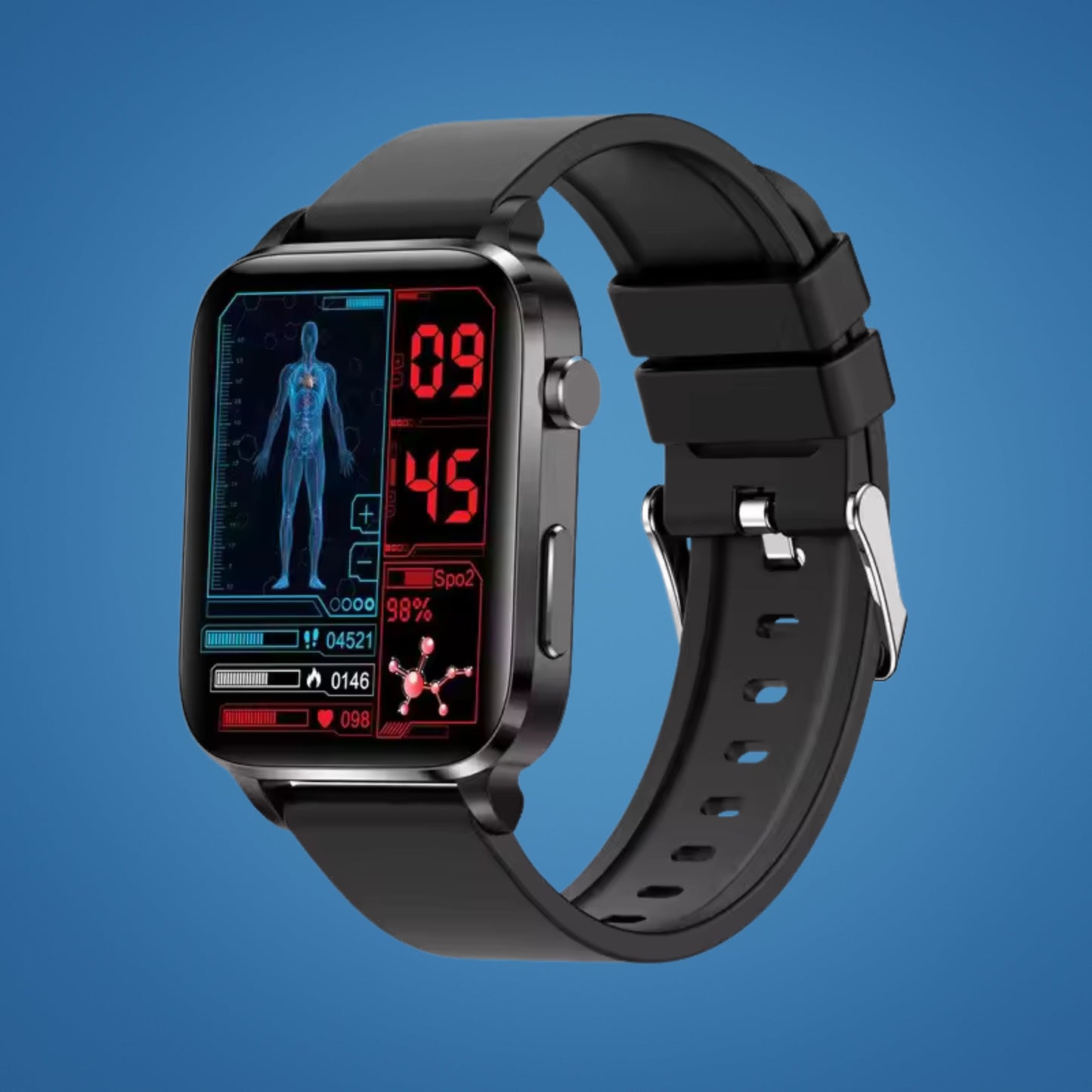 Non-Invasive Diabetes Smartwatch with HD Display – Pain-Free Glucose Monitor
