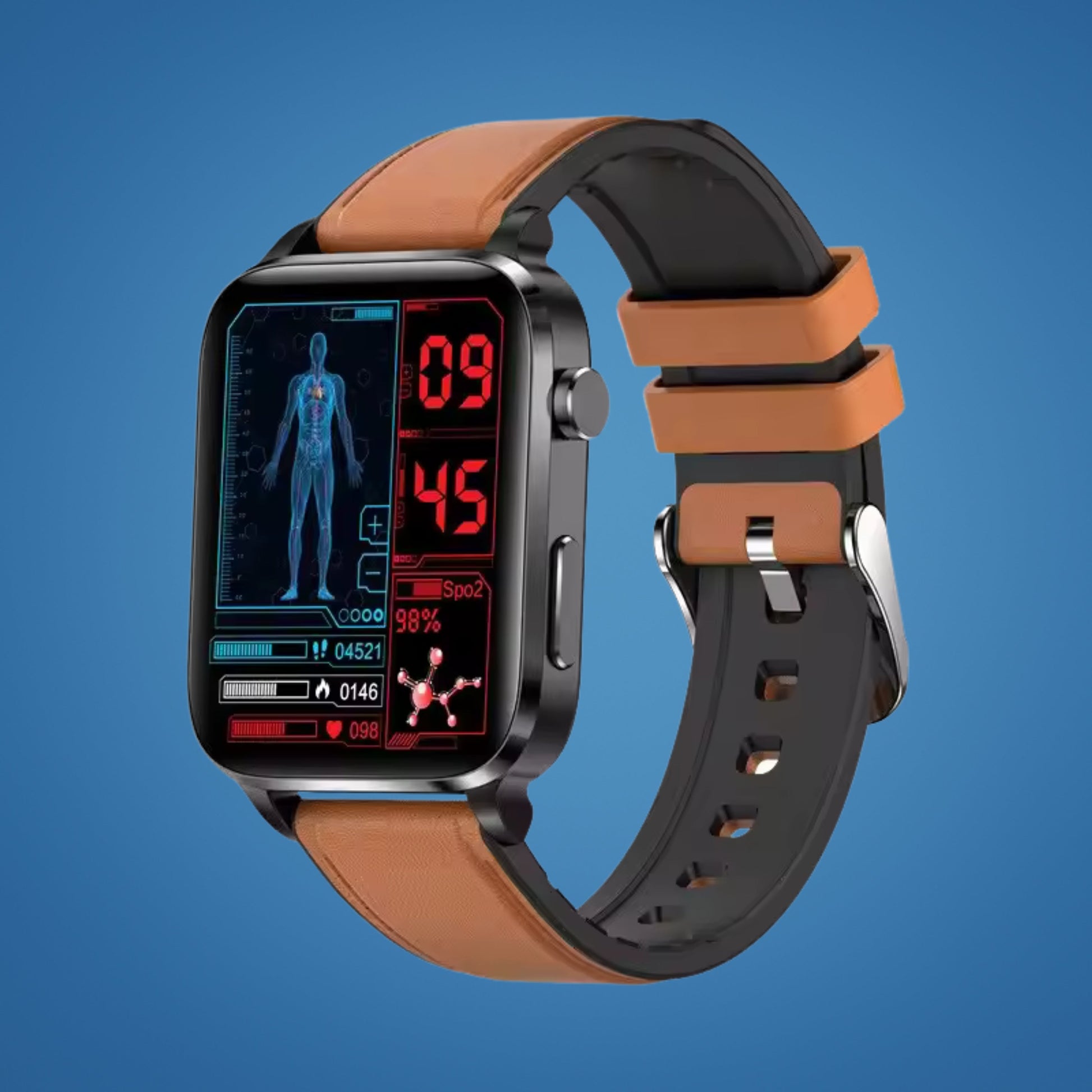 Non-Invasive Diabetes Smartwatch with HD Display – Pain-Free Glucose Monitor