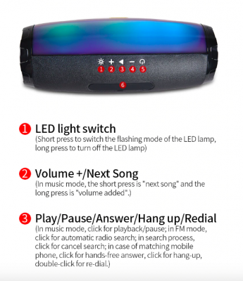 Portable Bluetooth LED Speaker with Color-Changing Lights