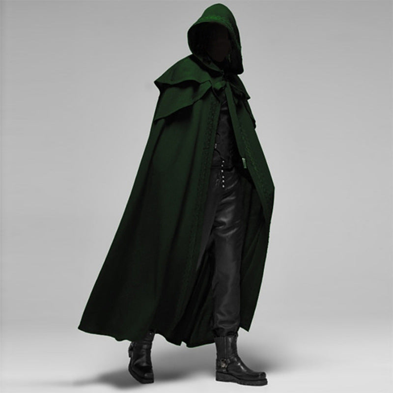Unisex Velvet Gothic Hooded Cape in Deep Black