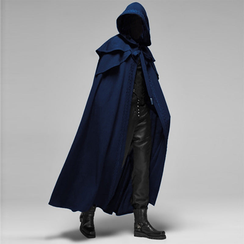 Unisex Velvet Gothic Hooded Cape in Deep Black