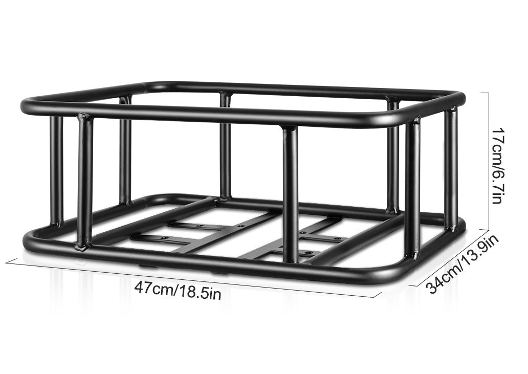 Heavy-Duty Metal Rear Bike Basket with Rack – Large Carrier for Groceries & Commutes