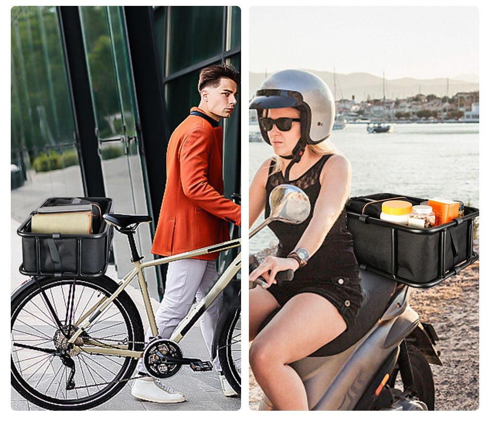 Heavy-Duty Metal Rear Bike Basket with Rack – Large Carrier for Groceries & Commutes