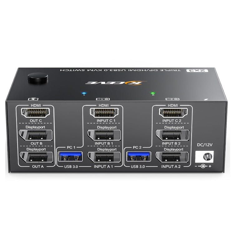 8K USB 3.0 KVM Switch for Triple Monitors with EU Plug