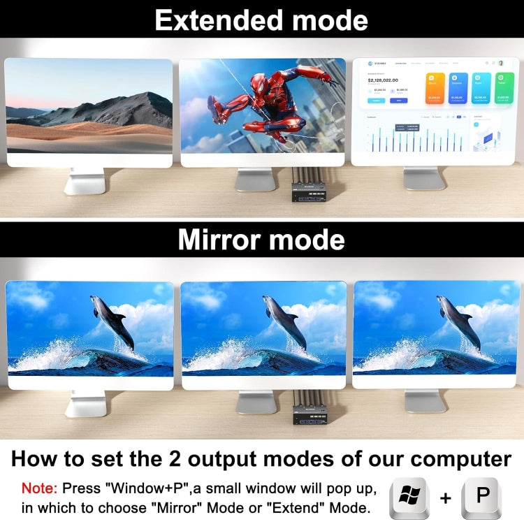 8K USB 3.0 KVM Switch for Triple Monitors with EU Plug