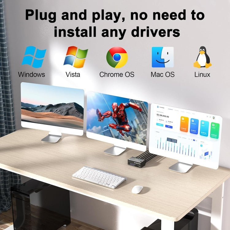 8K USB 3.0 KVM Switch for Triple Monitors with EU Plug
