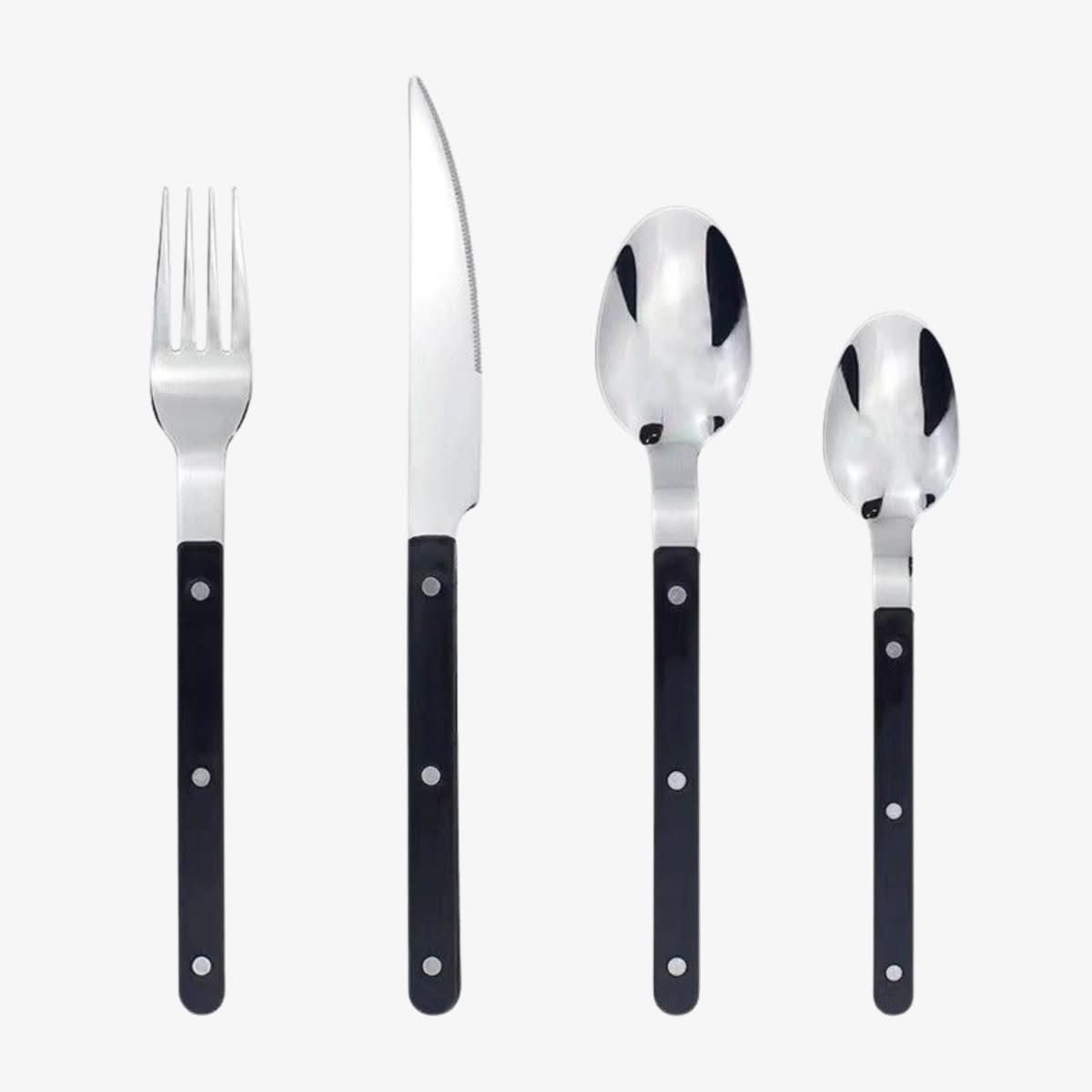 24-Piece Engraved Stainless Steel Flatware Set