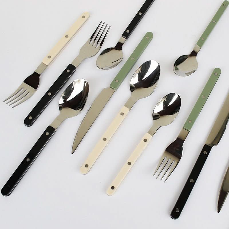 24-Piece Engraved Stainless Steel Flatware Set