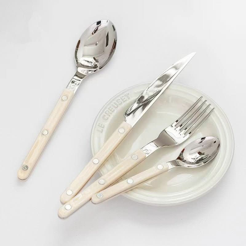 24-Piece Engraved Stainless Steel Flatware Set