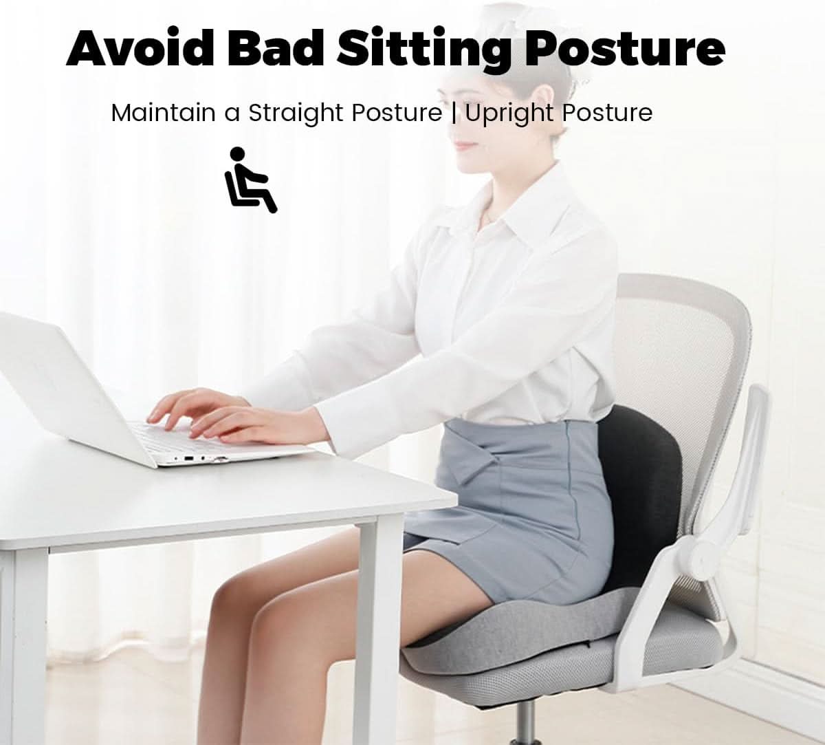 Ergonomic Memory Foam Seat Cushion for Enhanced Back Comfort