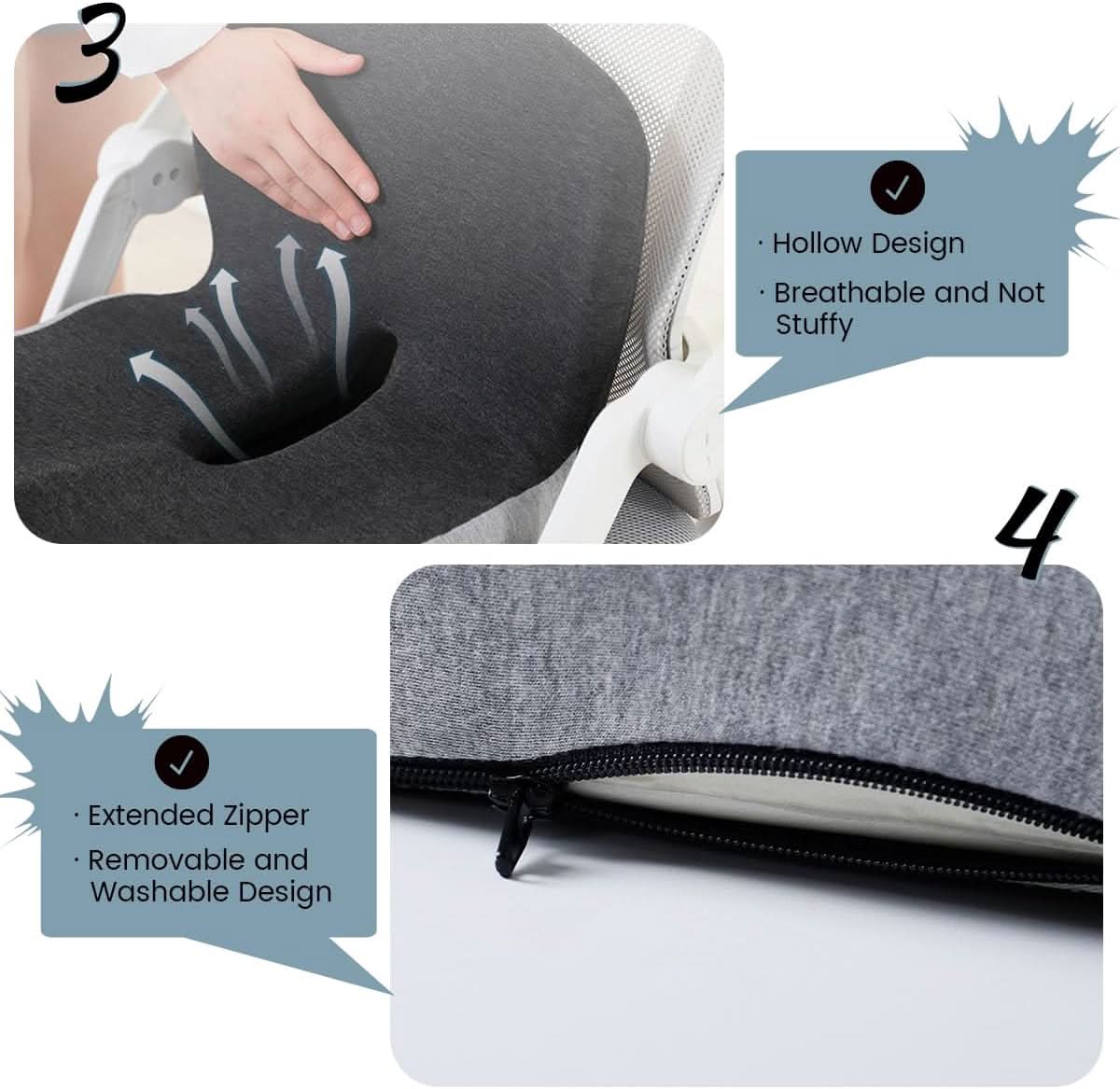 Ergonomic Support Seat Cushion with Lumbar Relief