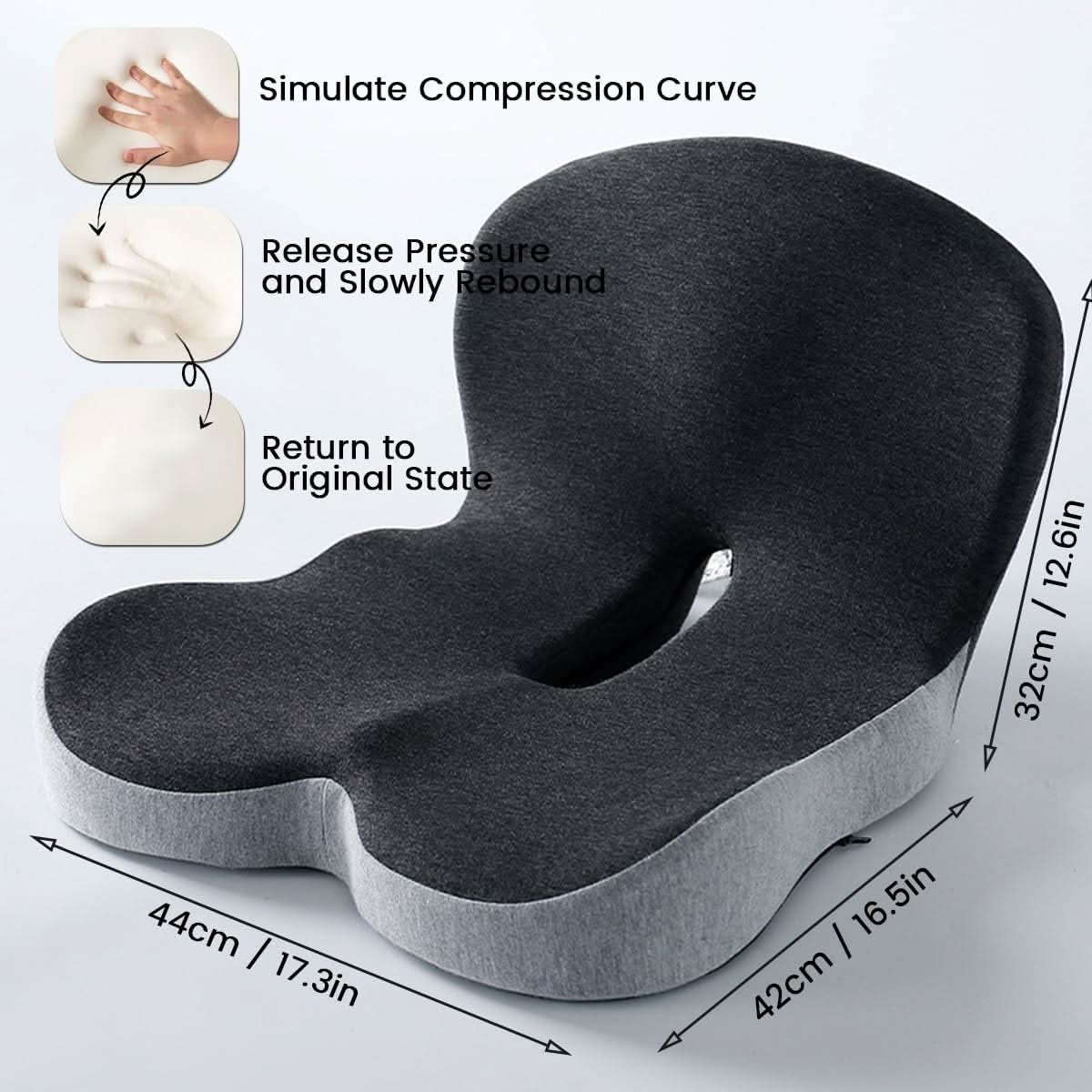 Ergonomic Memory Foam Seat Cushion for Enhanced Back Comfort