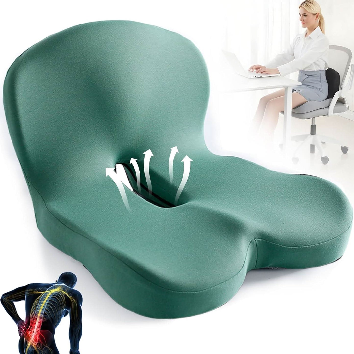 Ergonomic Memory Foam Seat Cushion for Enhanced Back Comfort