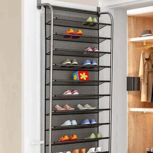 10-Tier Door-Mounted Shoe Storage Rack Organizer