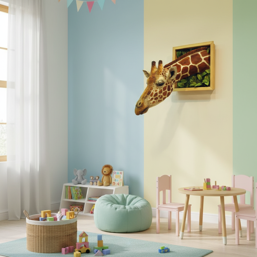 Giraffe Head Wall Sculpture - 3D Lifesize Art Decor