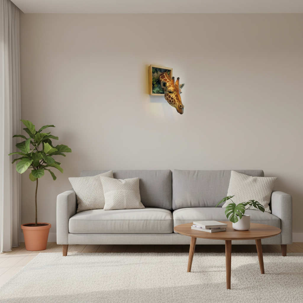 Giraffe Head Wall Sculpture - 3D Lifesize Art Decor
