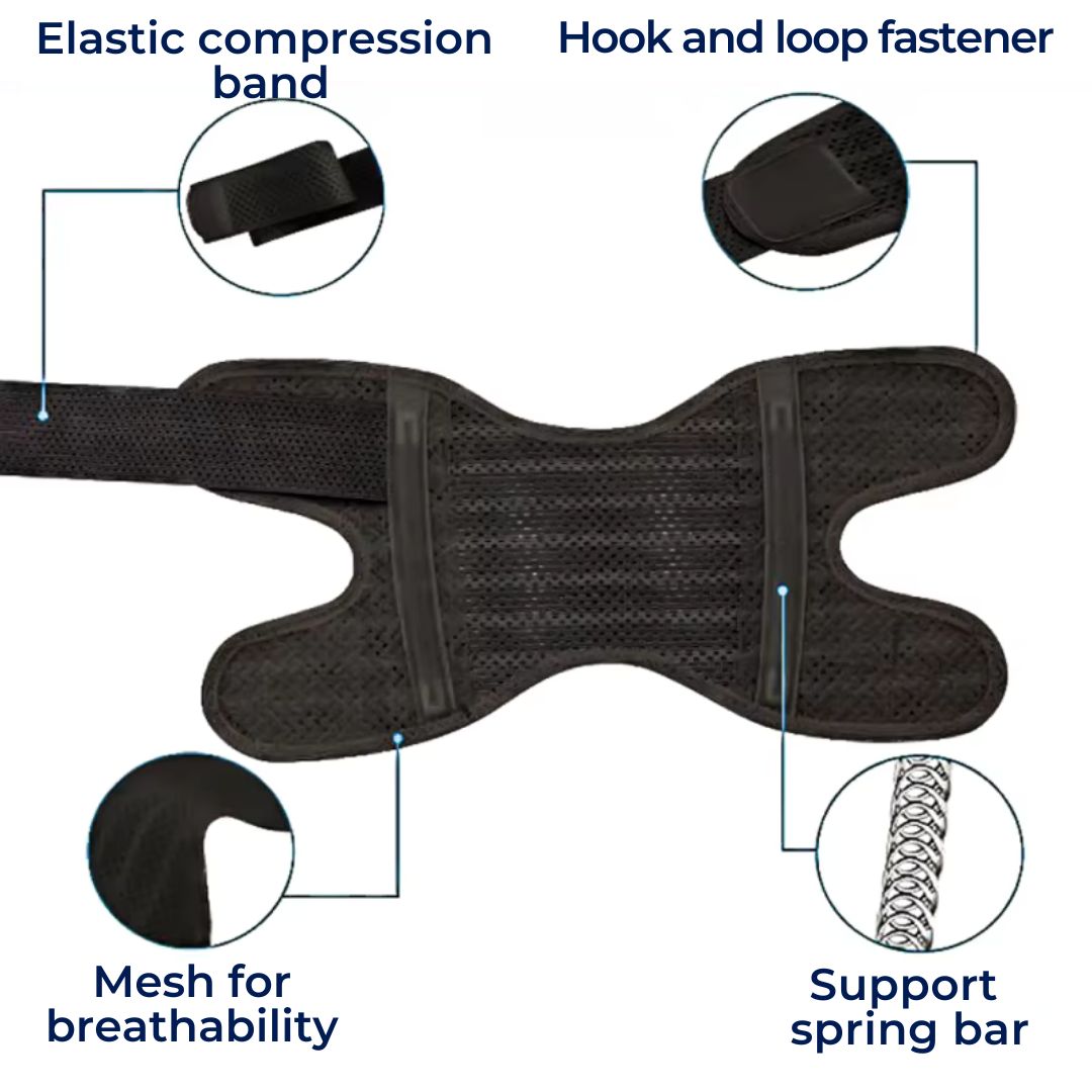Knee Pads with Compression Springs & Tension Strap for Stability & Pain Relief