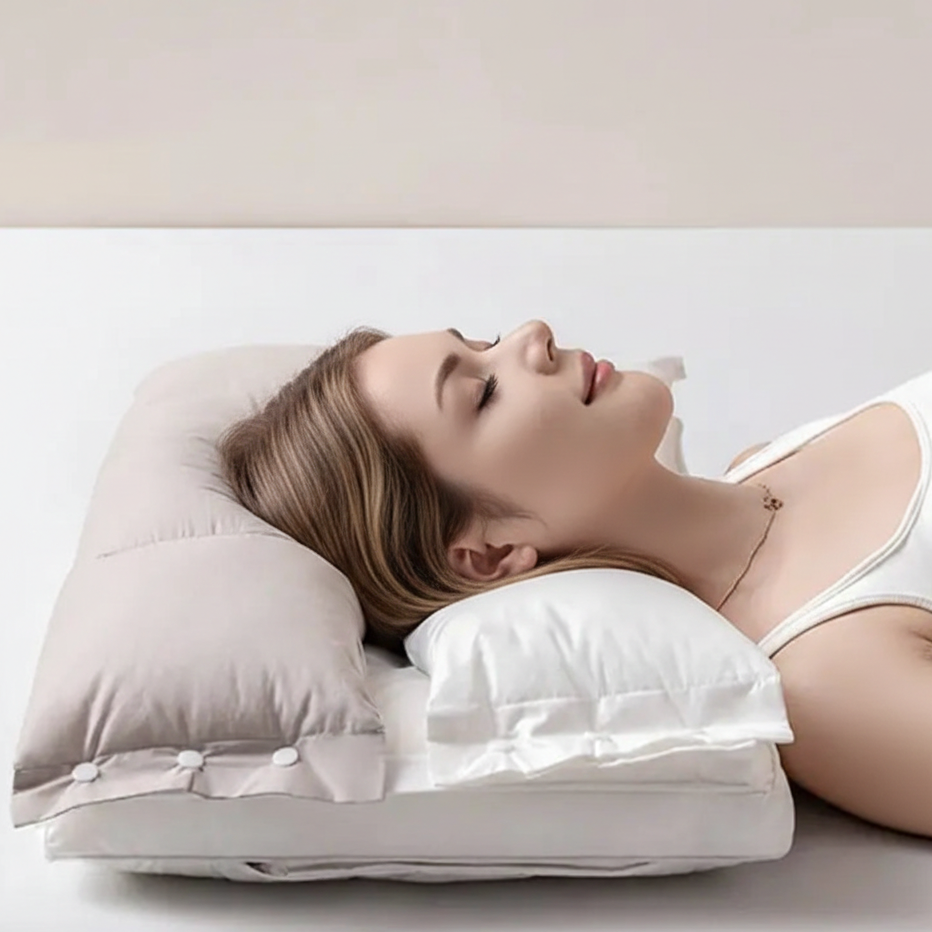 Ergonomic Dual-Layer Travel Neck Pillow with Adjustable Support