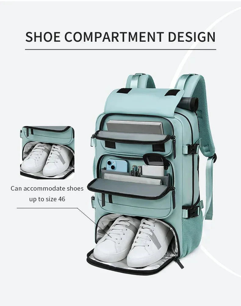 Large Waterproof Backpack for Travel with USB Charging Port