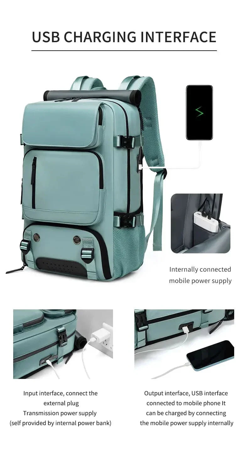 Spacious Waterproof USB Travel Backpack with Anti-Theft Features