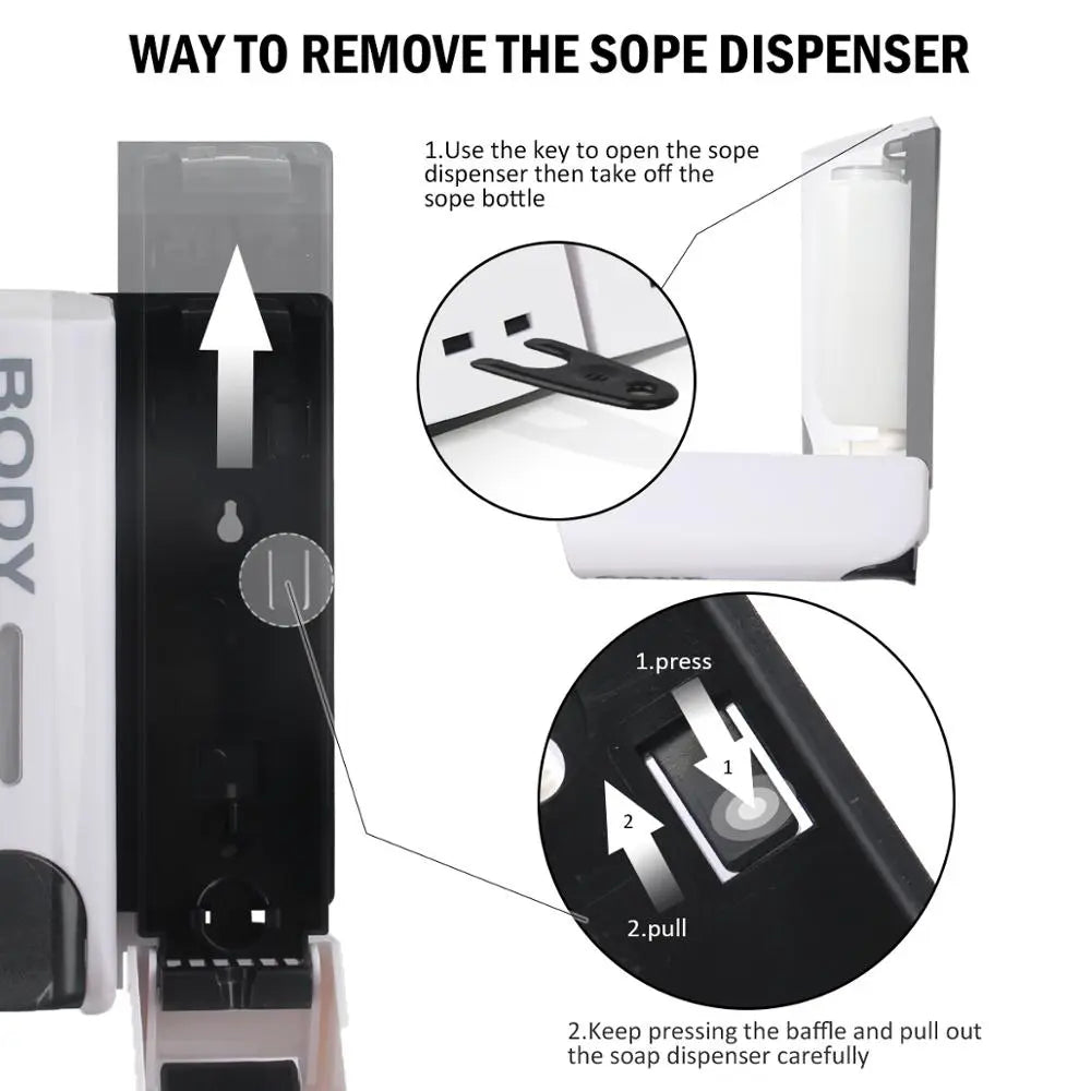 Wall-Mounted Bathroom Shower Dispenser for Shampoo and Conditioner