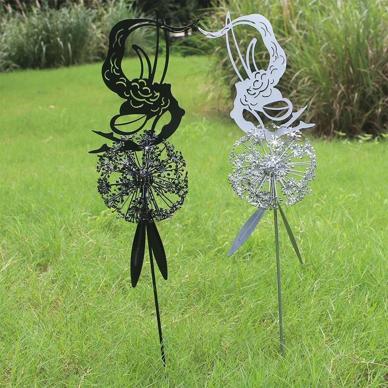 Fairy and Dandelion Dance Metal Sculpture for Outdoor Garden Decor