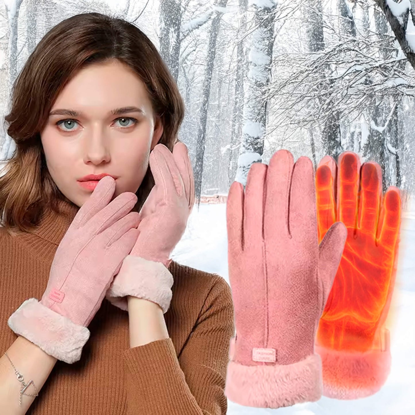 Heated Ladies' Thermal Waterproof Winter Gloves with Touchscreen & USB Charging