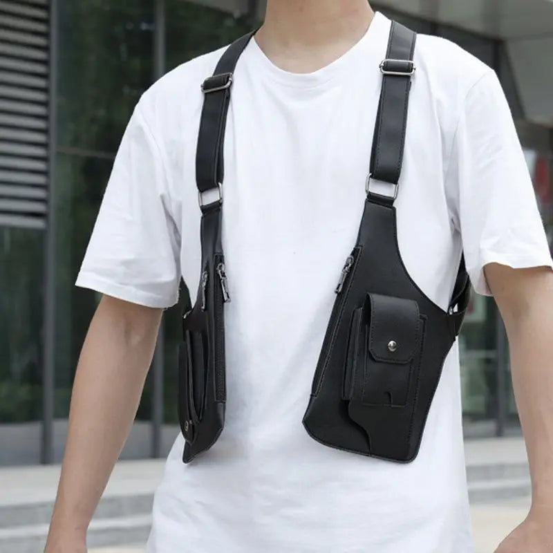 Men's Anti-Theft Shoulder Bag with Multiple Pockets and Straps