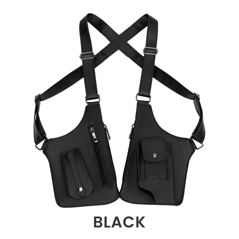 Men's Anti-Theft Shoulder Bag with Multiple Pockets and Straps