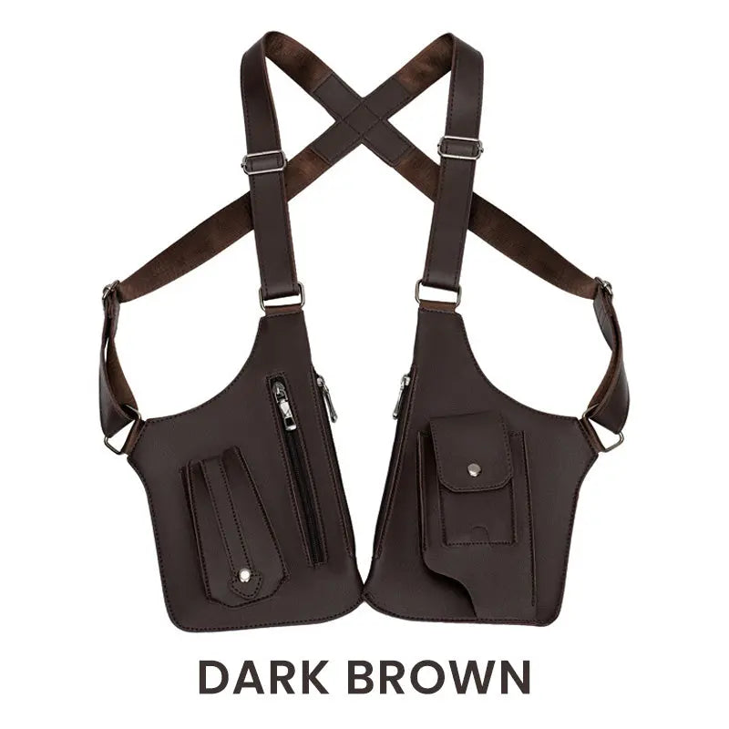 Men's Anti-Theft Shoulder Bag with Multiple Pockets and Straps