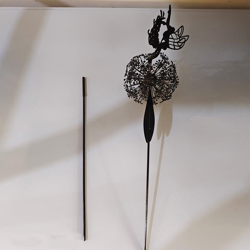 Fairy and Dandelion Dance Metal Sculpture for Outdoor Garden Decor