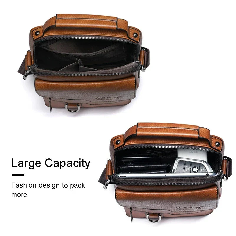 Men's Leather Shoulder Bag | Durable, Adjustable Strap for Work or Casual Use