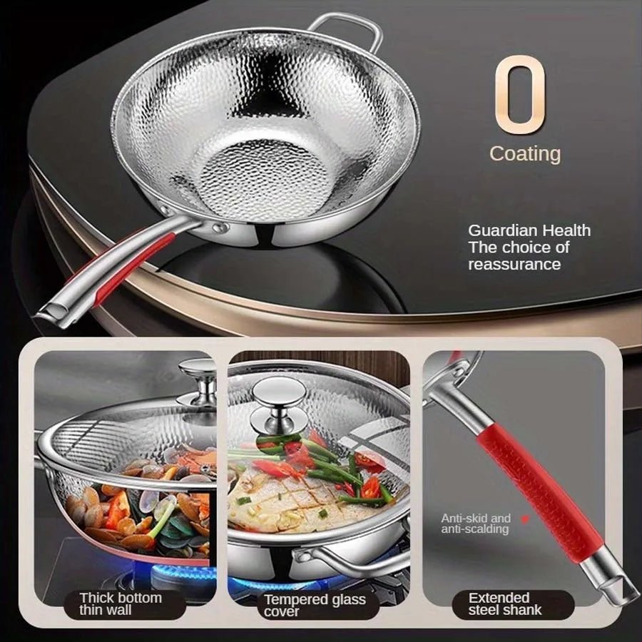 Premium Titanium Round-Bottom Wok for Induction Cooking and Stir-Frying