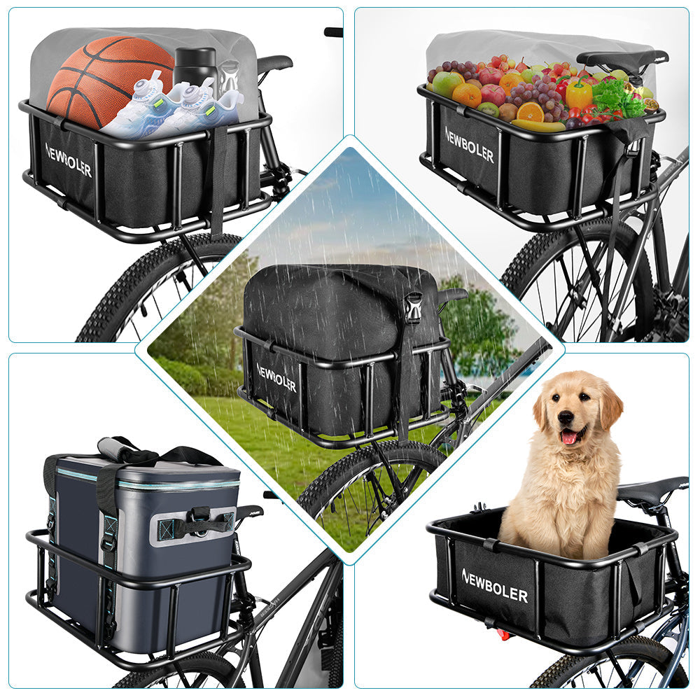 Heavy-Duty Metal Rear Bike Basket with Rack – Large Carrier for Groceries & Commutes