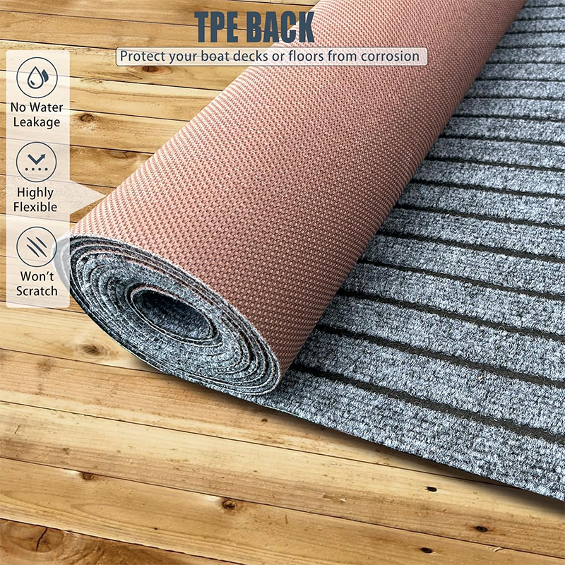 Marine Grade Waterproof Grey Teak Indoor/Outdoor Boat Carpet Rug