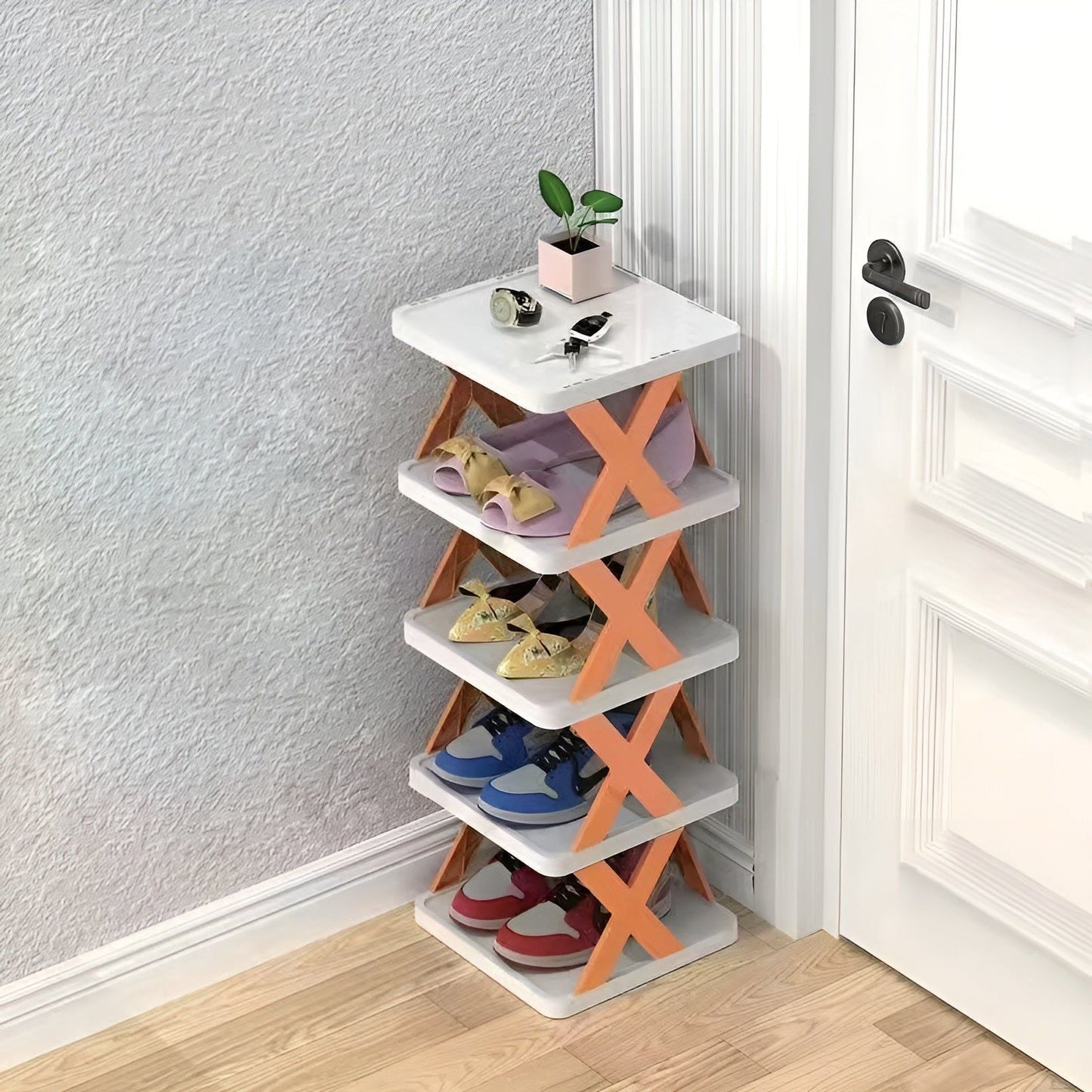 Foldable Multi-Tier Shoe Rack for Compact Spaces