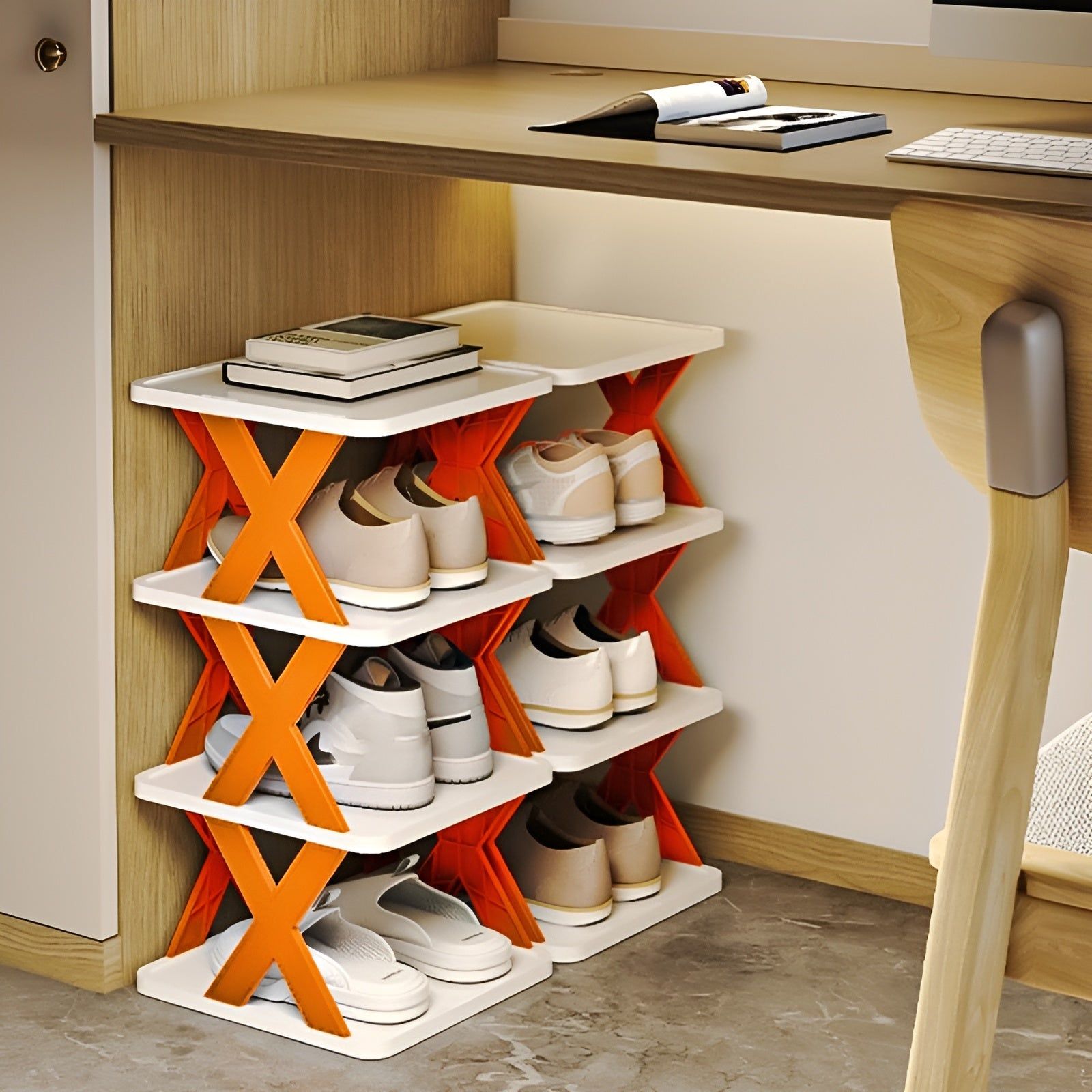 Foldable Multi-Tier Shoe Rack for Compact Spaces