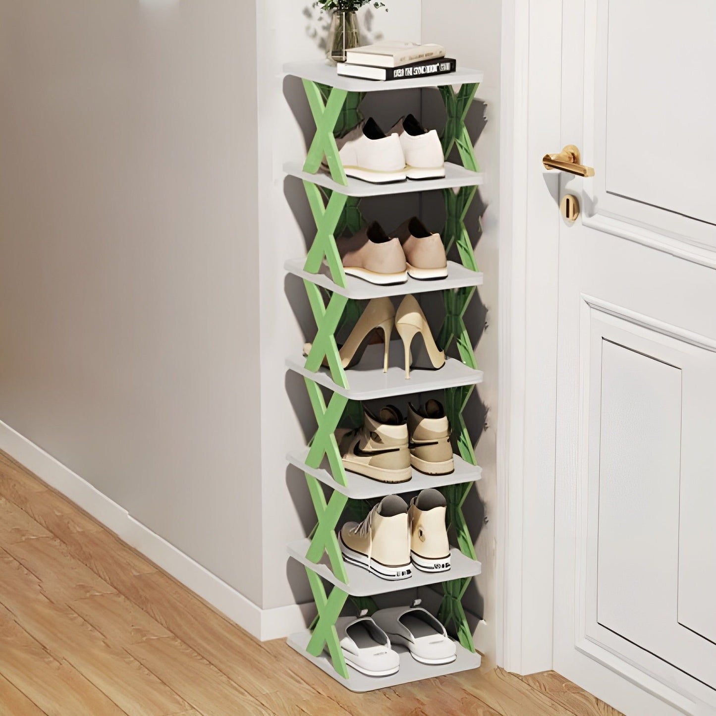 Foldable Multi-Tier Shoe Rack for Compact Spaces