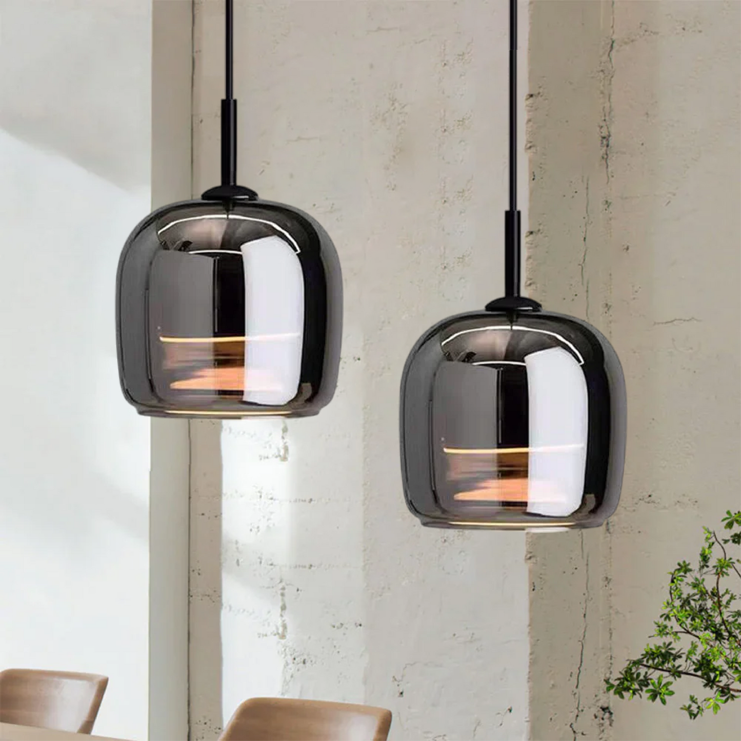 Nordic Black Glass Pendant Light - Modern Kitchen & Dining Hanging Lamp