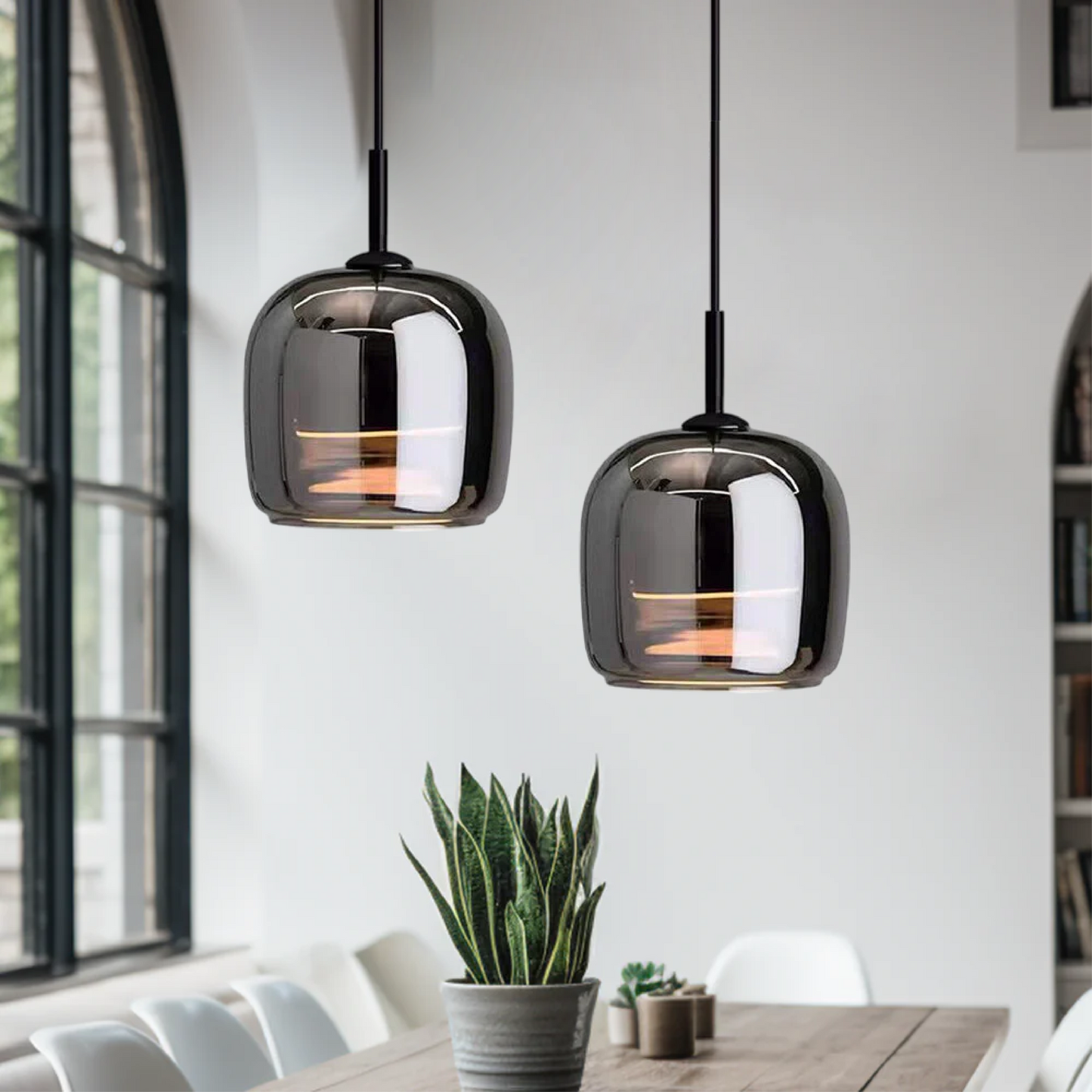 Nordic Black Glass Pendant Light - Modern Kitchen & Dining Hanging Lamp
