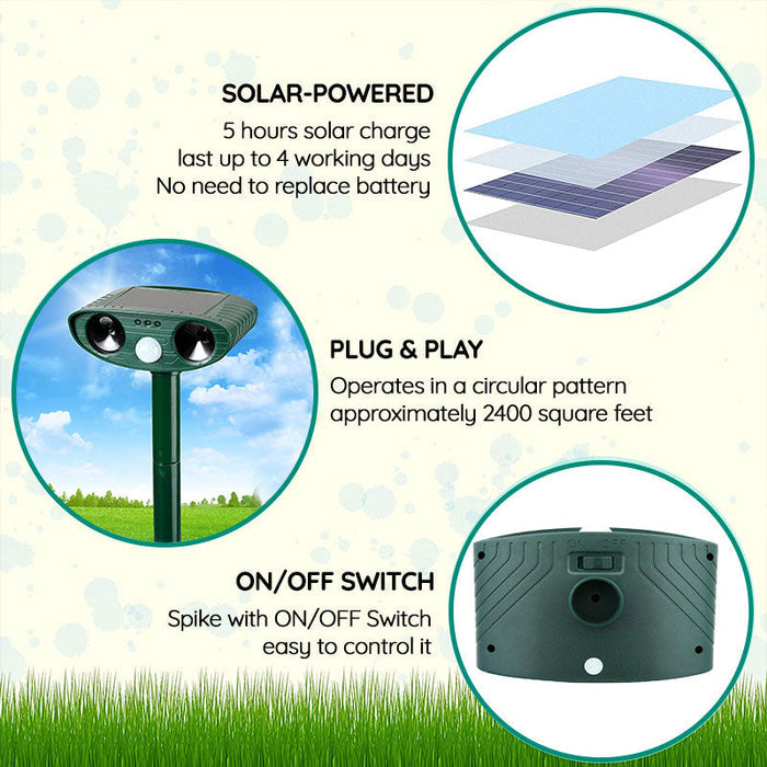 Solar-Powered Ultrasonic Animal Repeller for Effective Raccoon Control